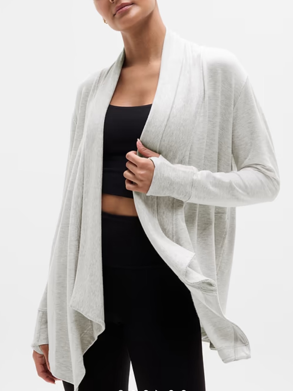 NWOT Athleta Pranayama Restore Wrap Draped Open-Front Cardigan Heather Gray XS